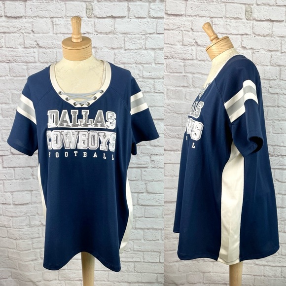 Dallas Cowboys Authentic Tops - Dallas Cowboys Sparkle Lace-Up Jersey Size 2X
